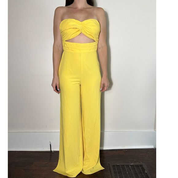 NBD x Naven Strapless Lauren Jumpsuit in Yellow Size Medium - Picture 3 of 8